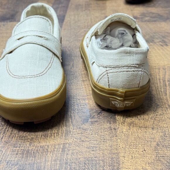 Vans Style 53 Linen Canvas Natural Gum Loafers Sneaker Size 8 NWOT main image 4